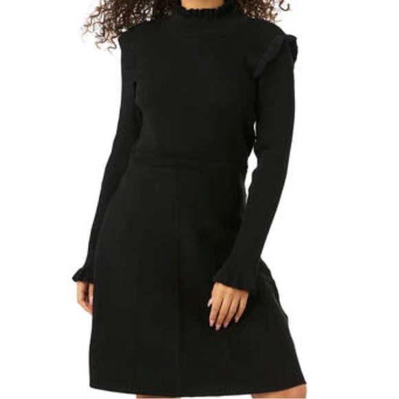Nina Leonard Dresses & Skirts - Nina Leonard Long Sleeve High Ruffle Neck Fit & Flare Dress NWT XL